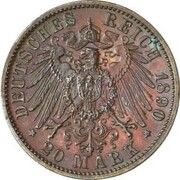 20 Mark - William II Copper pattern strike, Germany, 1890 reverse image