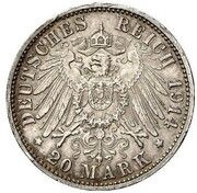 20 Mark - William II Pattern, Germany, 1914 reverse image