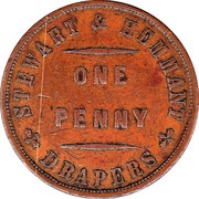 1 Penny - Stewart and Hemmant Brisbane and Rockhampton; Queensland, Australia, 1862 reverse image