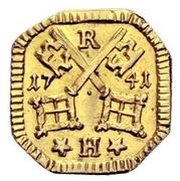 1 Heller Uniface gold pattern strike obverse image