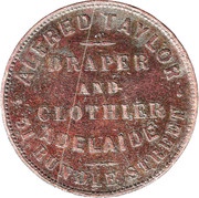 1 Penny - Alfred Taylor Adelaide; South Australia, Australia, 1862 reverse image