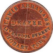 ½ Penny Lewis Abrahams - Hobart; Tasmania, Australia, 1855 reverse image