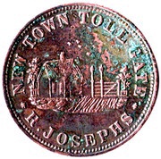 ½ Penny - R. Josephs New Town; Tasmania, Australia, 1855 reverse image
