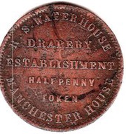 ½ Penny - R.S.Waterhouse Hobart; Tasmania, Australia, 1863 reverse image