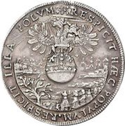 4 Ducats Silver pattern strike; Imperial enthronement, Germany, 1653 reverse image