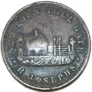 1 Penny - R. Josephs New Town, Van Diemen's Land, Australia, 1855 reverse image