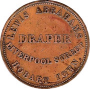 1 Penny - Lewis Abrahams Hobart; Tasmania, Australia, 1855 reverse image