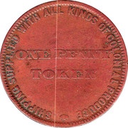1 Penny - H. Lipscombe Hobart; Tasmania, Australia, 1855 reverse image