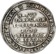 ¼ Thaler - Henry II Death, Germany, 1639 reverse image