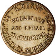 1 Penny - R. Henry Hobart; Tasmania, Australia, 1857 reverse image