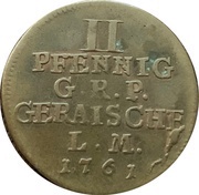 2 Pfennig - Henry XXX, Germany, 1761 reverse image