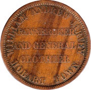 1 Penny - William Andrew Jarvey Hobart; Tasmania, Australia, 1862 reverse image