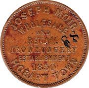 1 Penny - Joseph Moir Hobart; Tasmania, Australia, 1862 reverse image