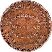 1 Penny - H.J.Marsh and Brother Hobart; Tasmania, Australia, 1863 reverse image