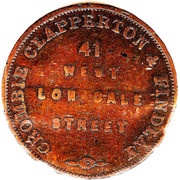 ½ Penny - Crombie, Clapperton and Findlay Melbourne; Victoria, Australia, 1851 reverse image