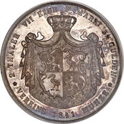 2 Thalers / 3½ Gulden - Henry XX, Germany, 1841-1851 reverse image