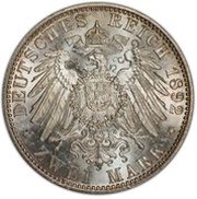 2 Marks - Henry XXII, Germany, 1892 reverse image