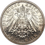 3 Mark - Henry XXIV, Germany, 1909 reverse image