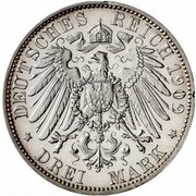 3 Mark - Henry XXIV Pattern, Germany, 1909 reverse image