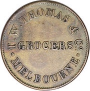 ½ Penny - T. W. Thomas and Co. Melbourne; Victoria obverse image