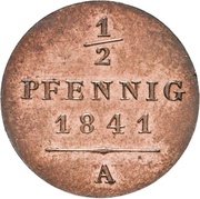 ½ Pfennig - Henry LXII, Germany, 1841 reverse image