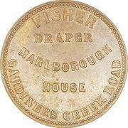 ½ Penny - Fisher - South Yarra Melbourne; Victoria, Australia, 1857 reverse image