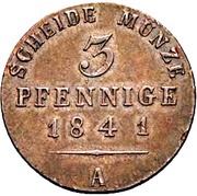 3 Pfennige - Henry LXII, Germany, 1841-1844 reverse image