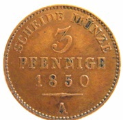 3 Pfennig - Henry LXII, Germany, 1850 reverse image