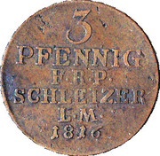 3 Pfennig - Henry XLII, Germany, 1815-1816 reverse image