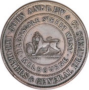 ½ Penny - John Andrew and Co. Melbourne: Victoria, Australia, 1860 reverse image