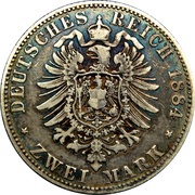 2 Marks - Henry XIV, Germany, 1884 reverse image