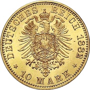 10 Mark - Henry XIV, Germany, 1882 reverse image