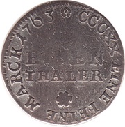1⁄24 Thaler - Henry III, Germany, 1763-1764 reverse image