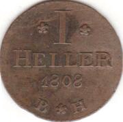 1 Heller - Charles Theodore of Dalberg, Germany, 1808-1812 reverse image