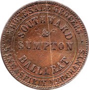 1 Penny - Southward and Sumpton Ballarat; Victoria, Australia, 1856 reverse image