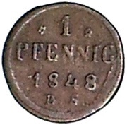 1 Pfennig, Germany, 1848 reverse image