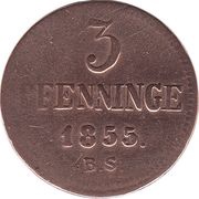 3 Pfenninge, Germany, 1855 reverse image
