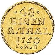 1⁄48 Thaler Gold pattern strike, Germany, 1750 reverse image