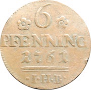 6 Pfenning, Germany, 1761-1762 reverse image