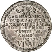 1 Thaler Baptism of Prince Charles Henry, Germany, 1616 reverse image