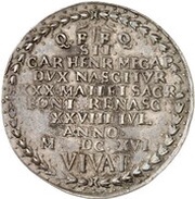 2 Thalers Baptism of Prince Charles Henry, Germany, 1616 reverse image