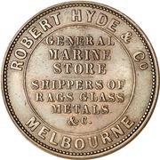 1 Penny - Robert Hyde and Co. Melbourne, Victoria, Australia, 1857-1861 reverse image