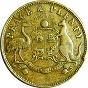 1 Penny - Peace and Plenty Melbourne; Victoria, Australia, 1858 reverse image