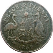 1 Penny - Peace and Plenty Melbourne; Victoria reverse image