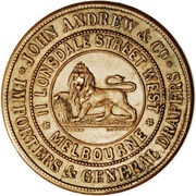 1 Penny - John Andrew and Co. Melbourne; Victoria, Australia, 1860 reverse image