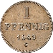 1 Pfennig - Joseph, Germany, 1843 reverse image