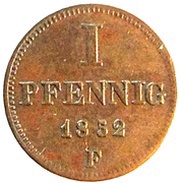 1 Pfennig - George, Germany, 1852 reverse image