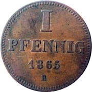 1 Pfennig - Ernest I, Germany, 1856-1865 reverse image