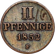 2 Pfennigs - George, Germany, 1852 reverse image