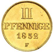 2 Pfennigs - George Gold Pattern, Germany, 1852 reverse image